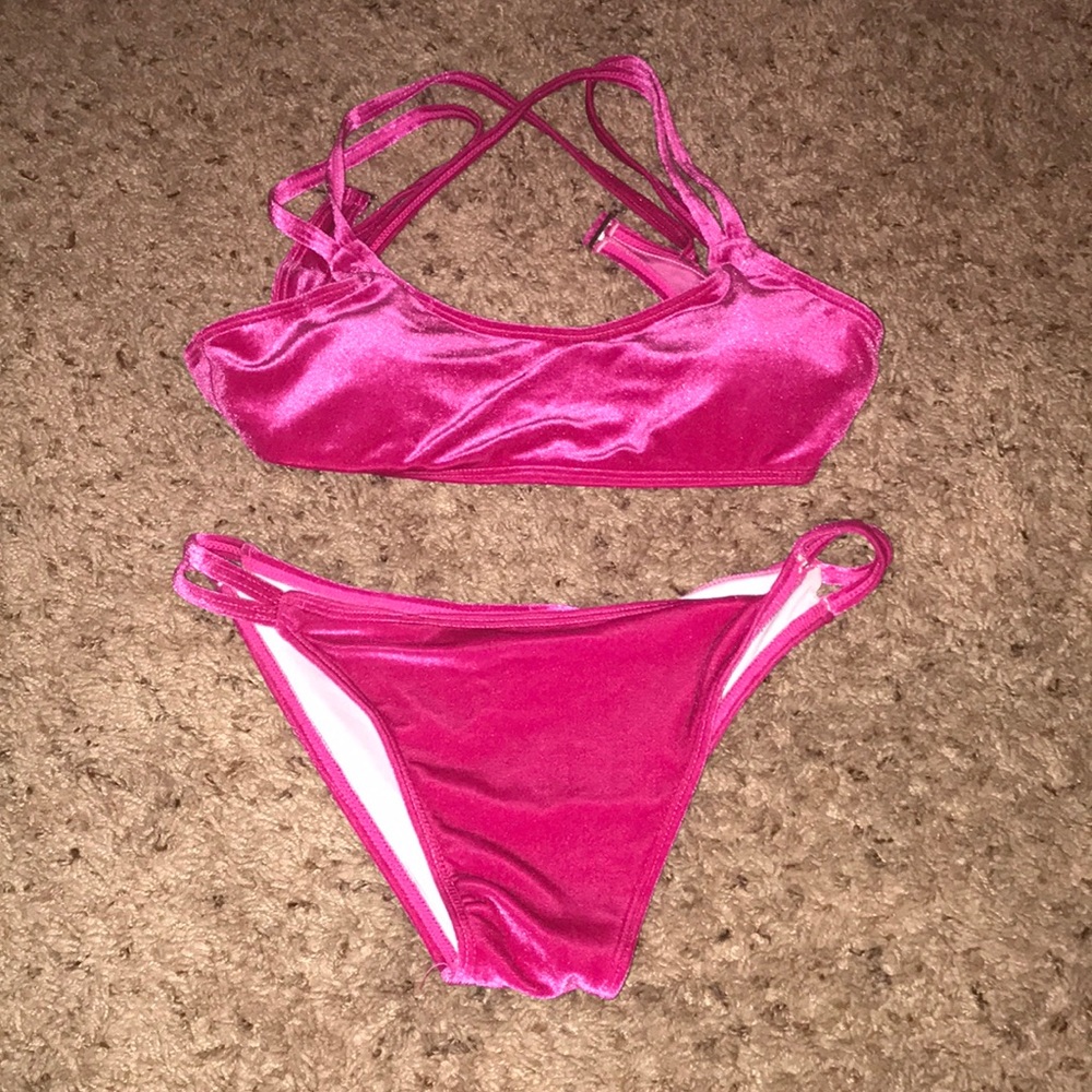 Pink velvet bikini